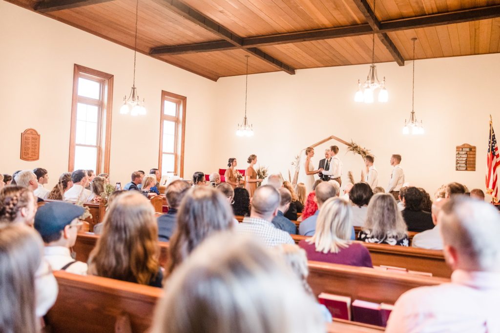 Wedding Ceremony at the Fork of Cheat Baptist Church in Morgantown, West Virginia.  Photo by Austin Wedding Photographers, Joanna & Brett