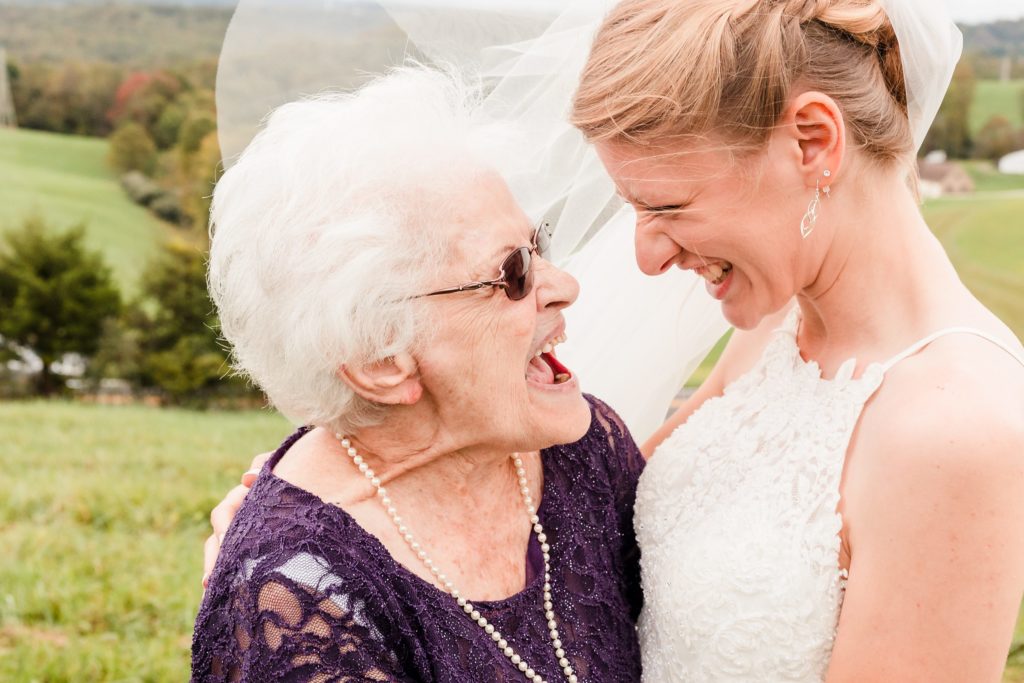 Bride celebrates her wedding with her grandmother in Morgantown, West Virginia. Photo by Joanna and Brett Photography, Austin Wedding Photographers