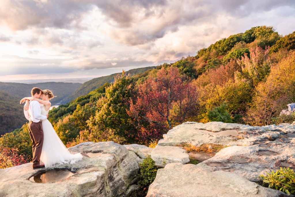 Bride and Groom portrait at Raven's Rock in Morgantown, West Virginia. Photo by Joanna and Brett Photography, Austin Wedding Photographers