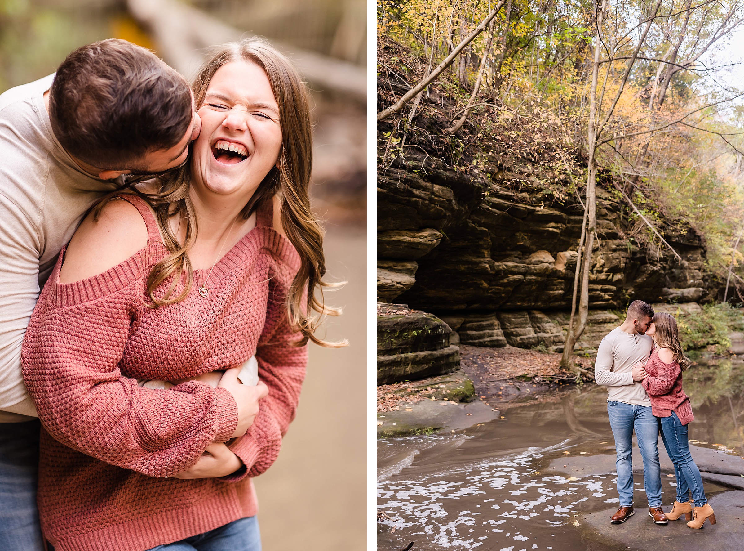 Couple Celebrate their engagement at Buffalo Rock State Park in Lasalle, Illinois. Photo taken by Illinois Wedding Photographers, Joanna and Brett Photography