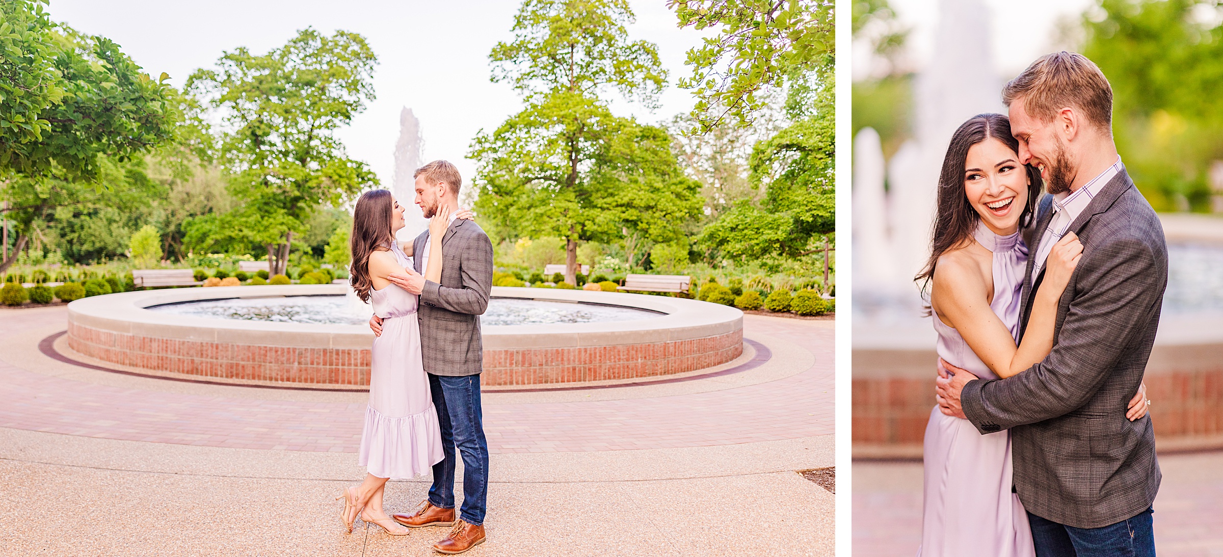 Couple Celebrate their engagement in Cantigny Park in Wheaton, Illinois. Photo taken by Austin Wedding Photographers, Joanna and Brett