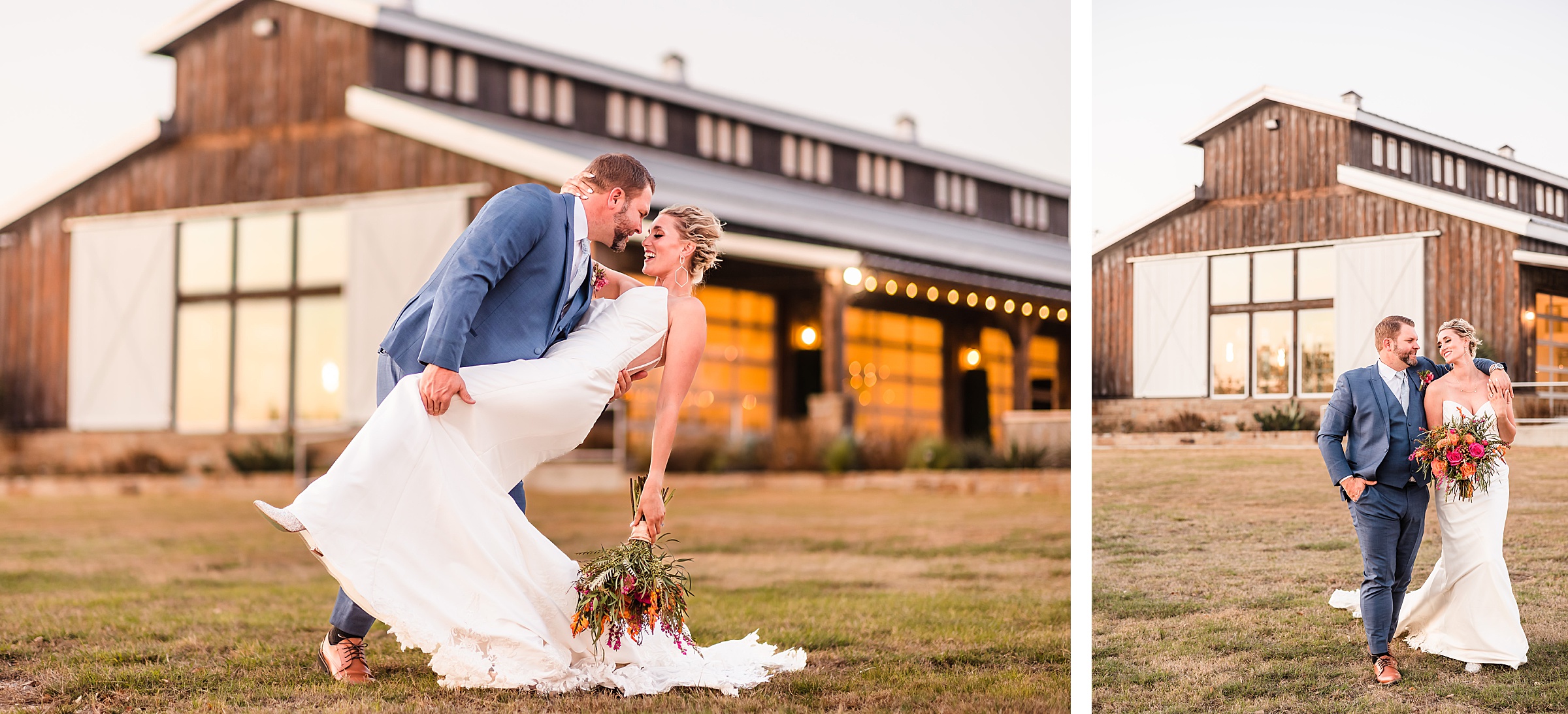 Bride and groom at the Camp Hideaway Retreat wedding venue in Fredericksburg, Texas. Photograph taken by Austin wedding photographers, Joanna and Brett Photography.