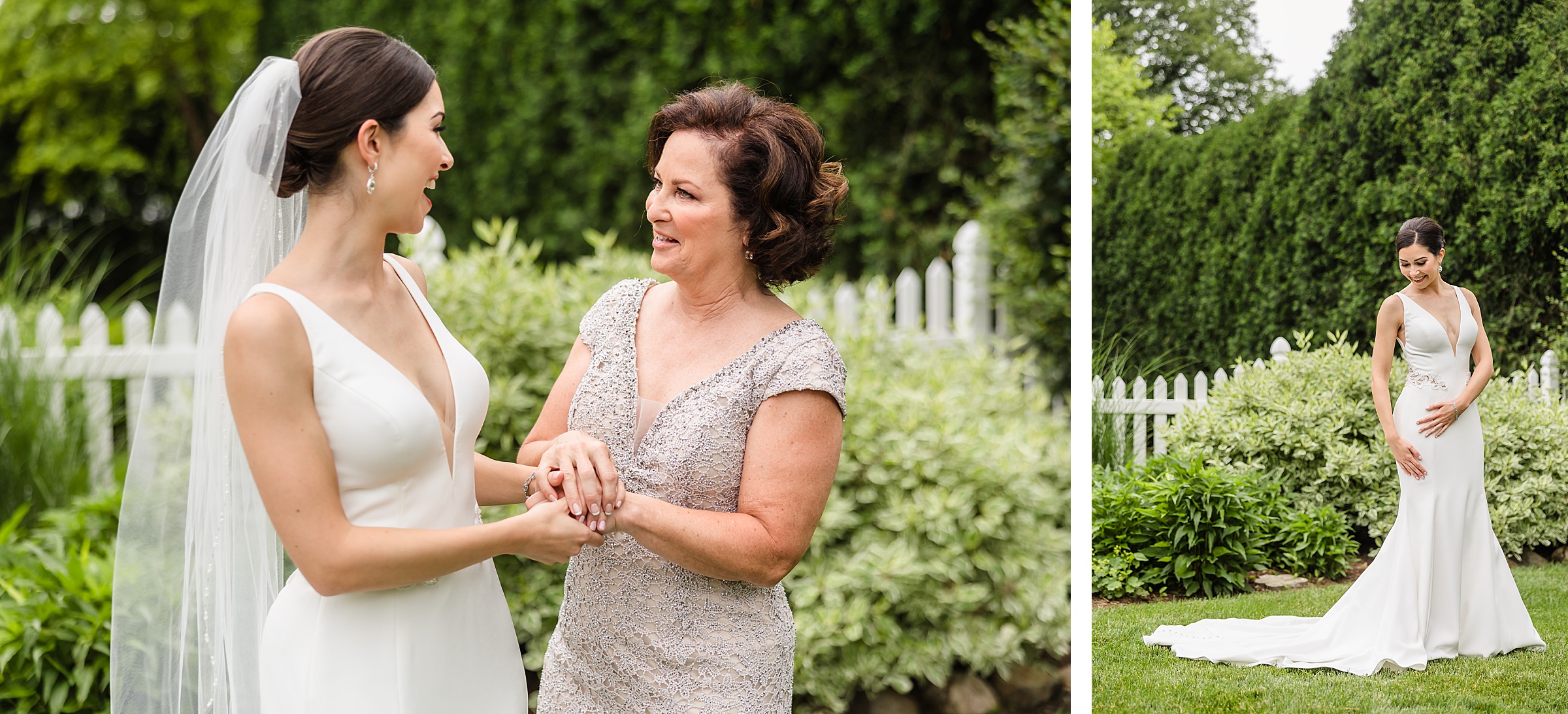 Bride and mother share a special moment before her wedding at the Chevy Chase Country Club in Wheeling, Illinois.