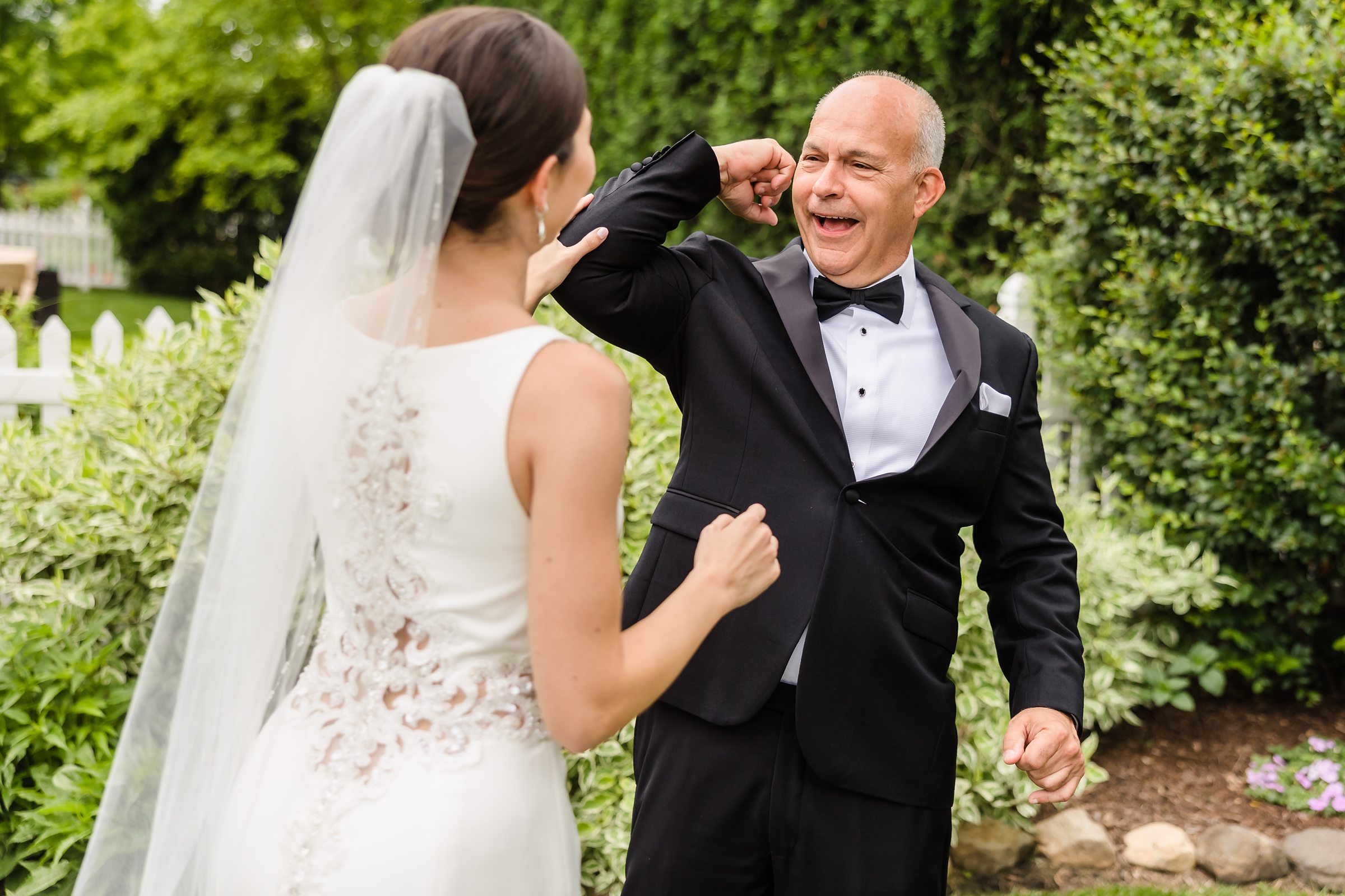 Dad sees the bride before her wedding at the Chevy Chase Country Club in Wheeling, Illinois.