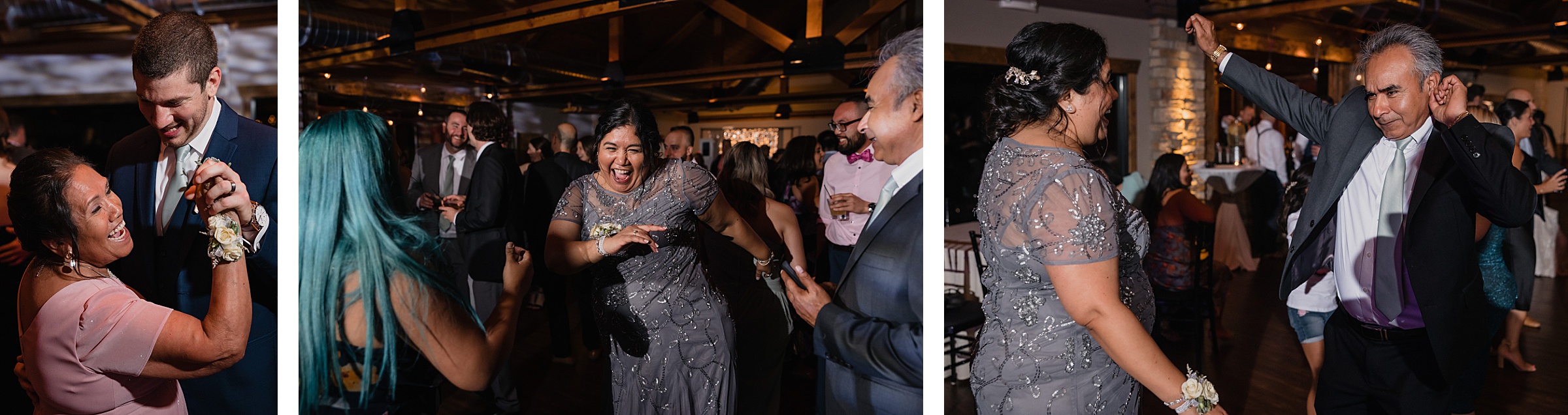 Family and friends dance during a wedding at the Fisherman's Inn in Elburn, Illinois.