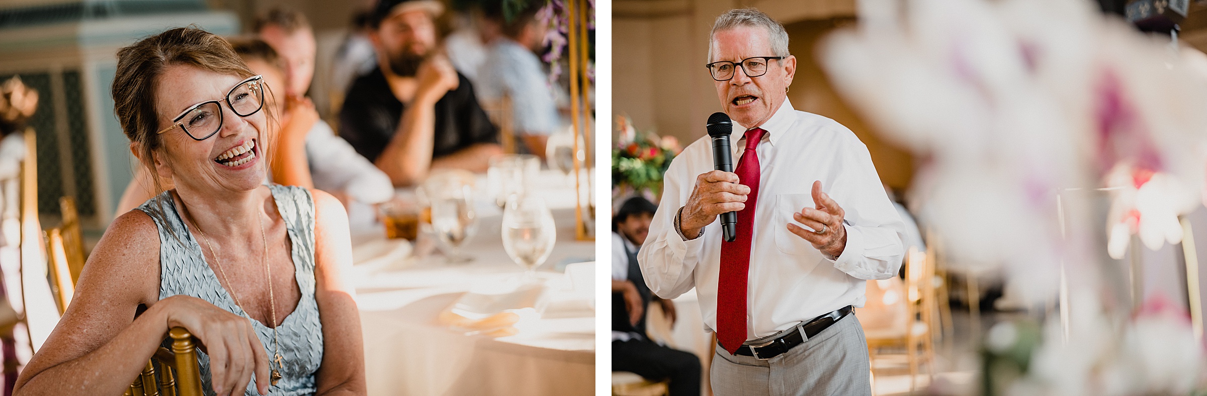 Groom's uncle makes a heartfelt speech during a wedding at the Union Station in Joliet, Illinois.