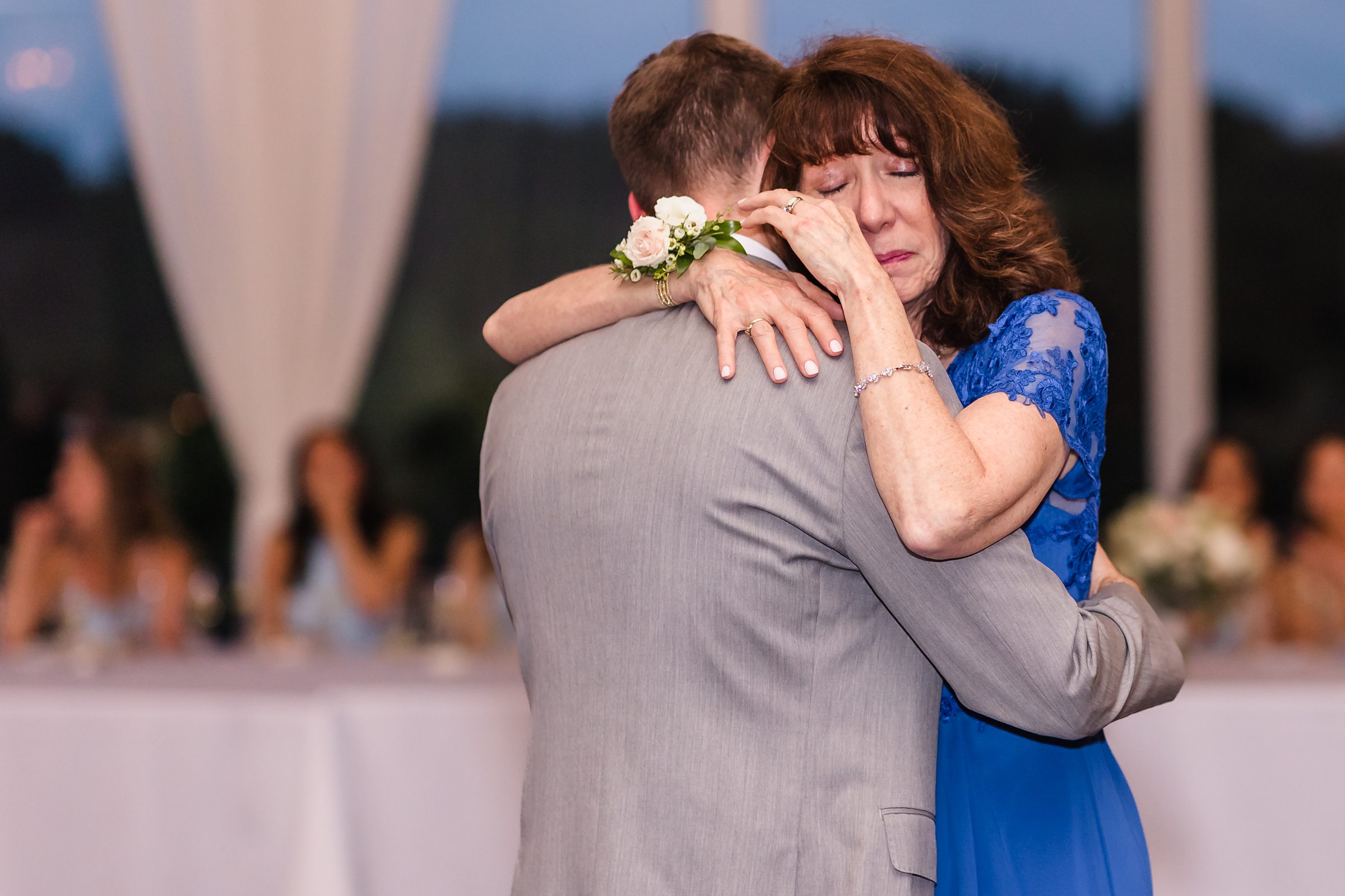 Groom dances with his mom during his wedding at the Monte Bello Estate in Lemont, Illinois.