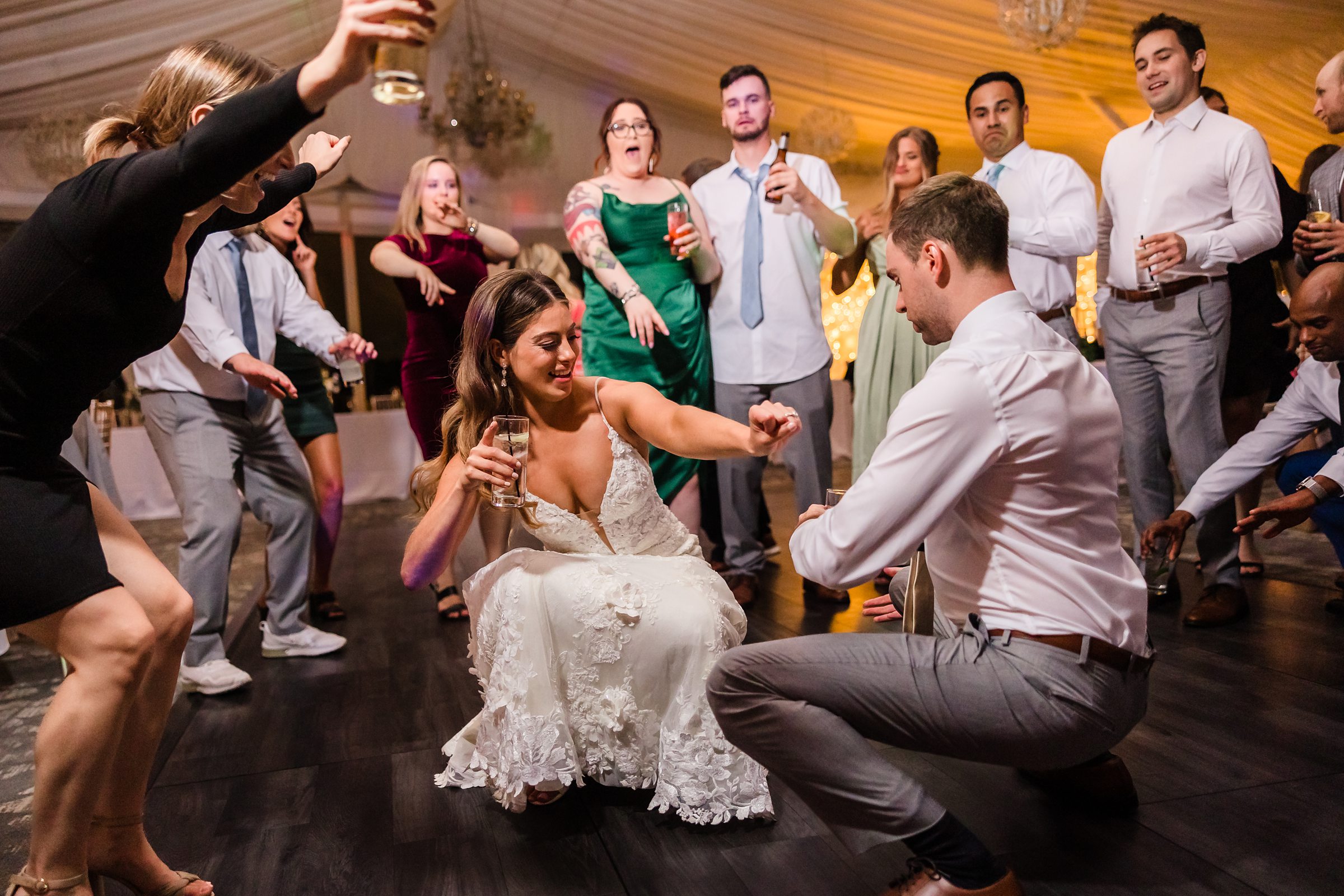 Bride and Groom dance during their wedding at the Monte Bello Estate in Lemont, Illinois.