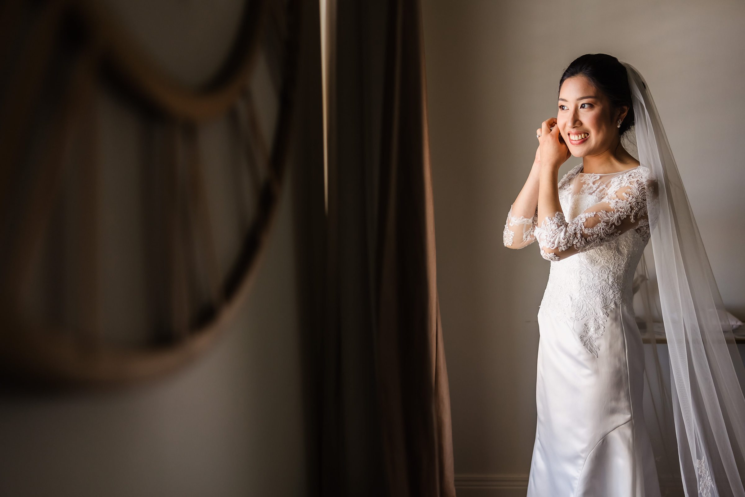Bride gets ready for her wedding at the Ritz Charles in Carmel, Indiana.