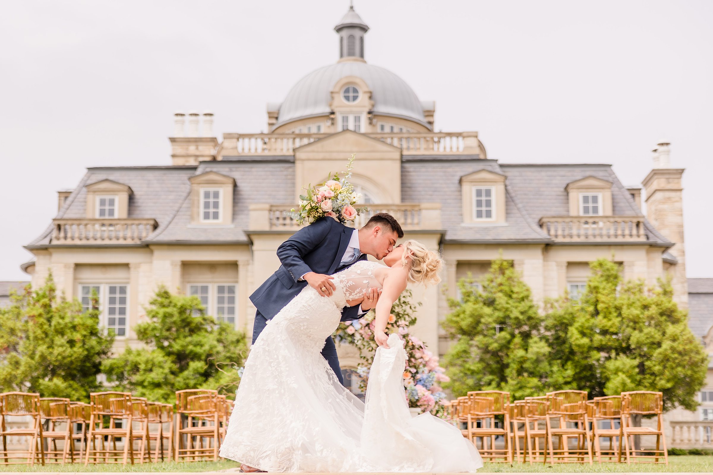 Bride and Groom getting married at the Olana wedding venue in Hickory Creek, Texas. Photo taken by Austin Wedding Photographers, Joanna and Brett 