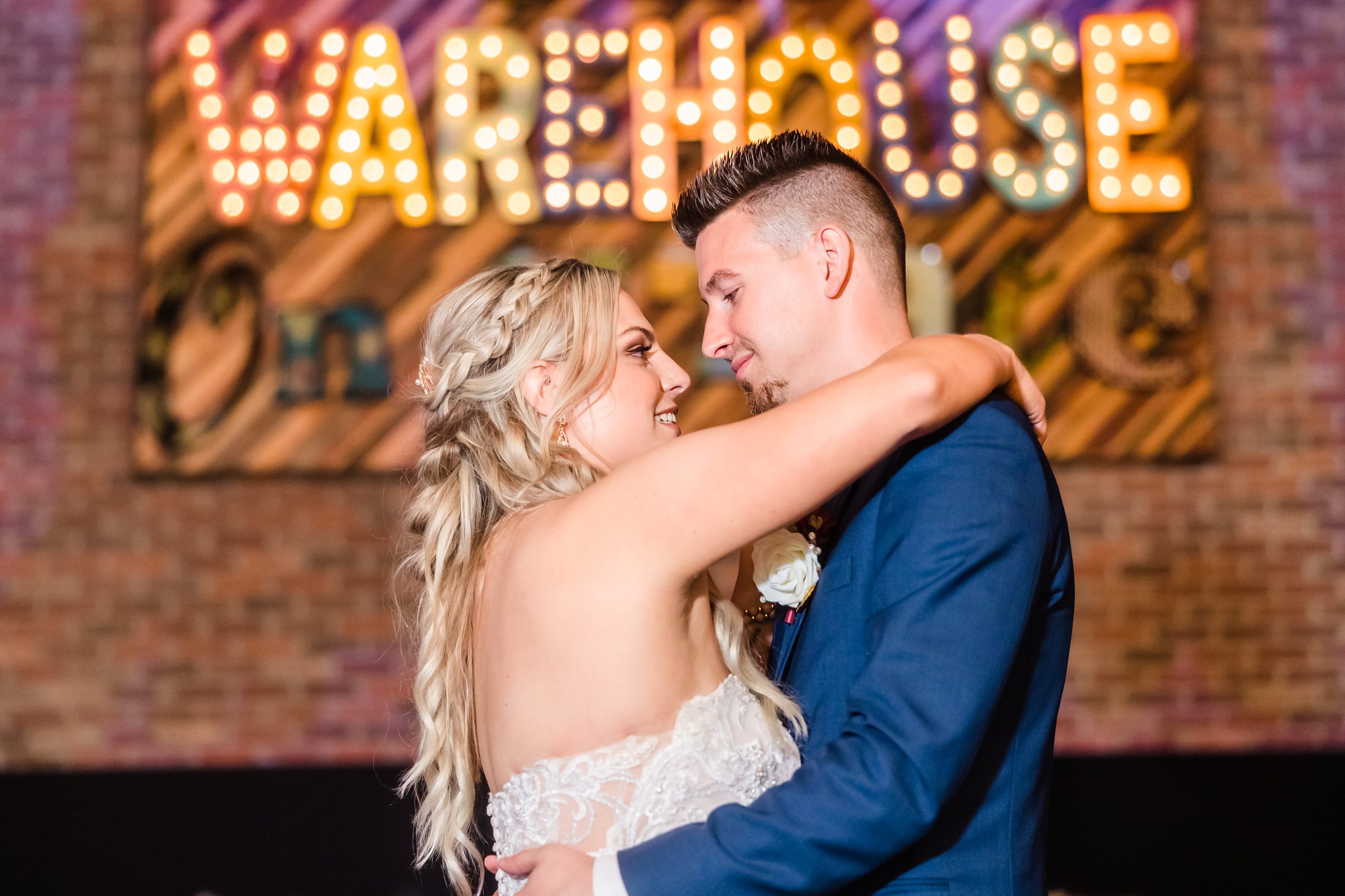 Bride and Groom share their first dance at the Warehouse on State in Peoria, Illinois