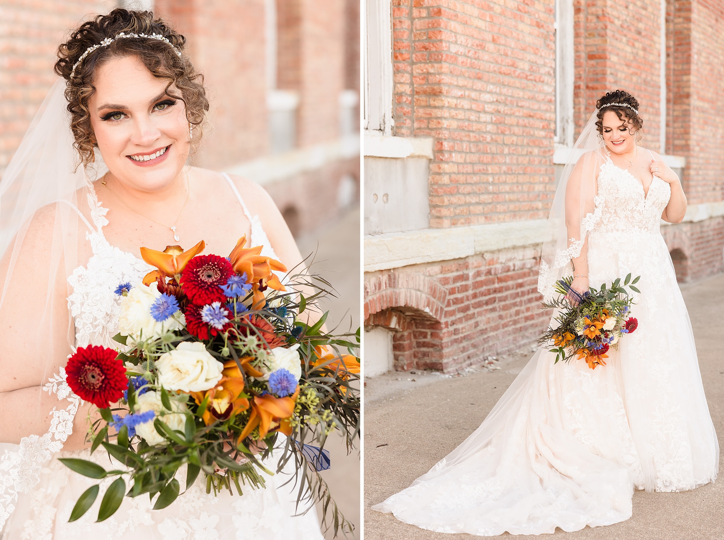 Bridal portraits during a wedding at the Legacy Building in El Paso, Illinois.