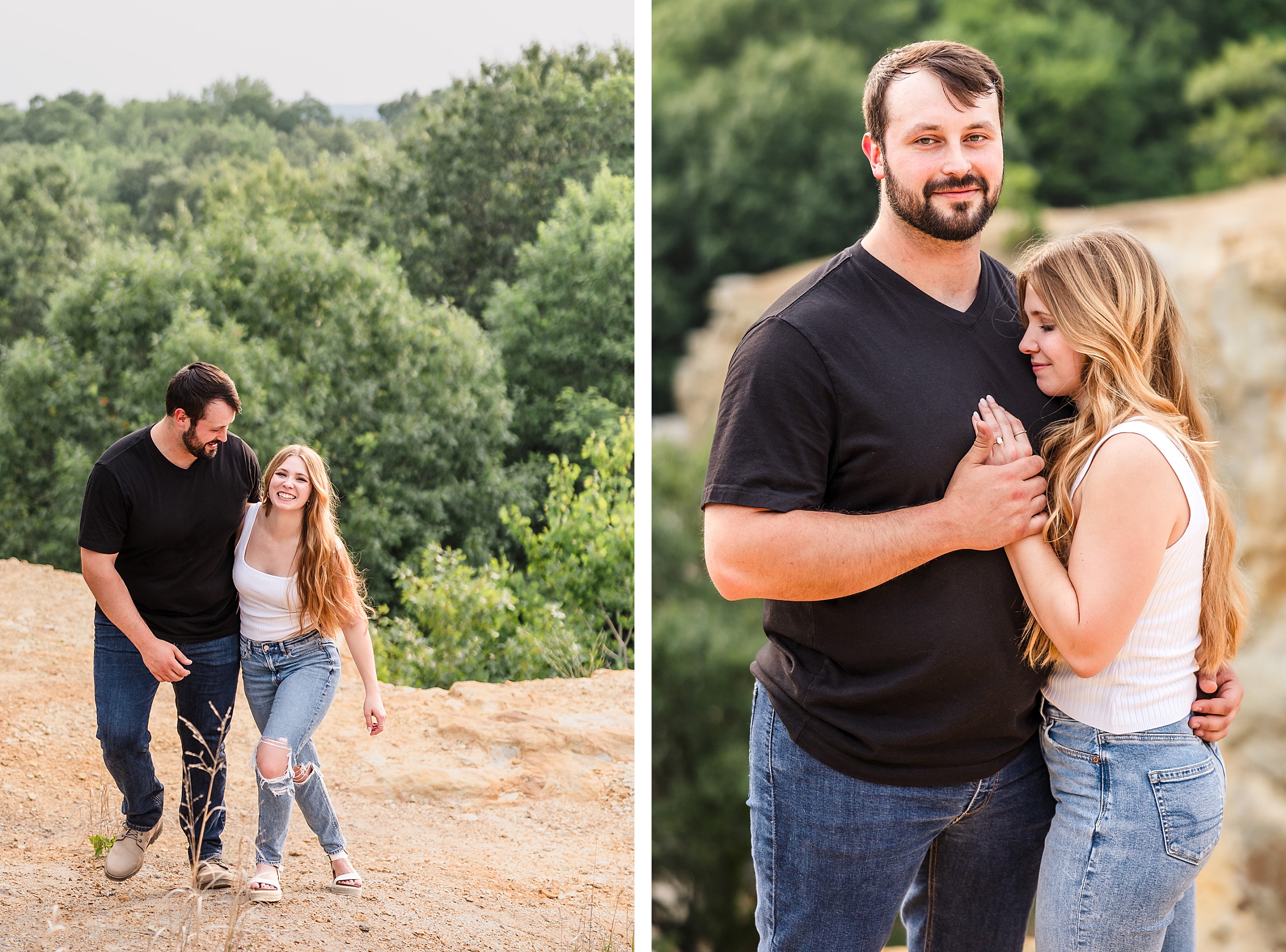 Couple celebrate their engagement at Buffalo Rock State Park in Lasalle, Illinois.