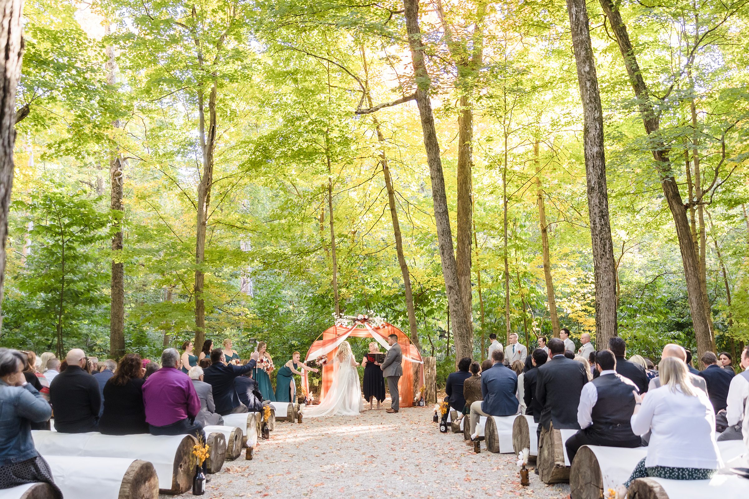 Wedding ceremony at Funks Grove in Mclean, Illinois.