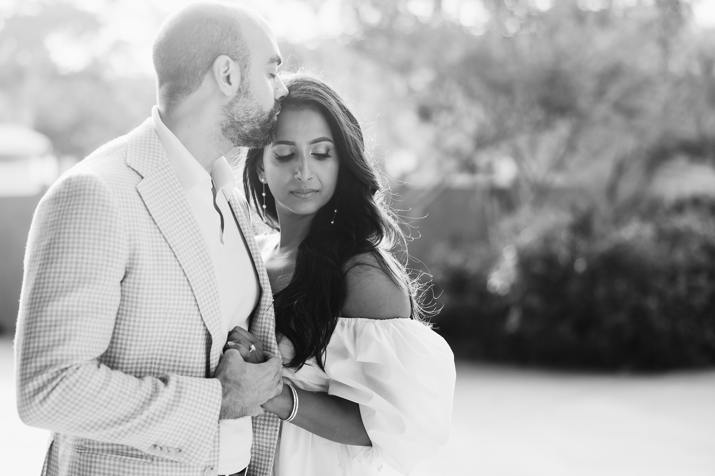 Couple celebrate their engagement at the Shiraz Garden wedding venue in Bastrop, Texas.