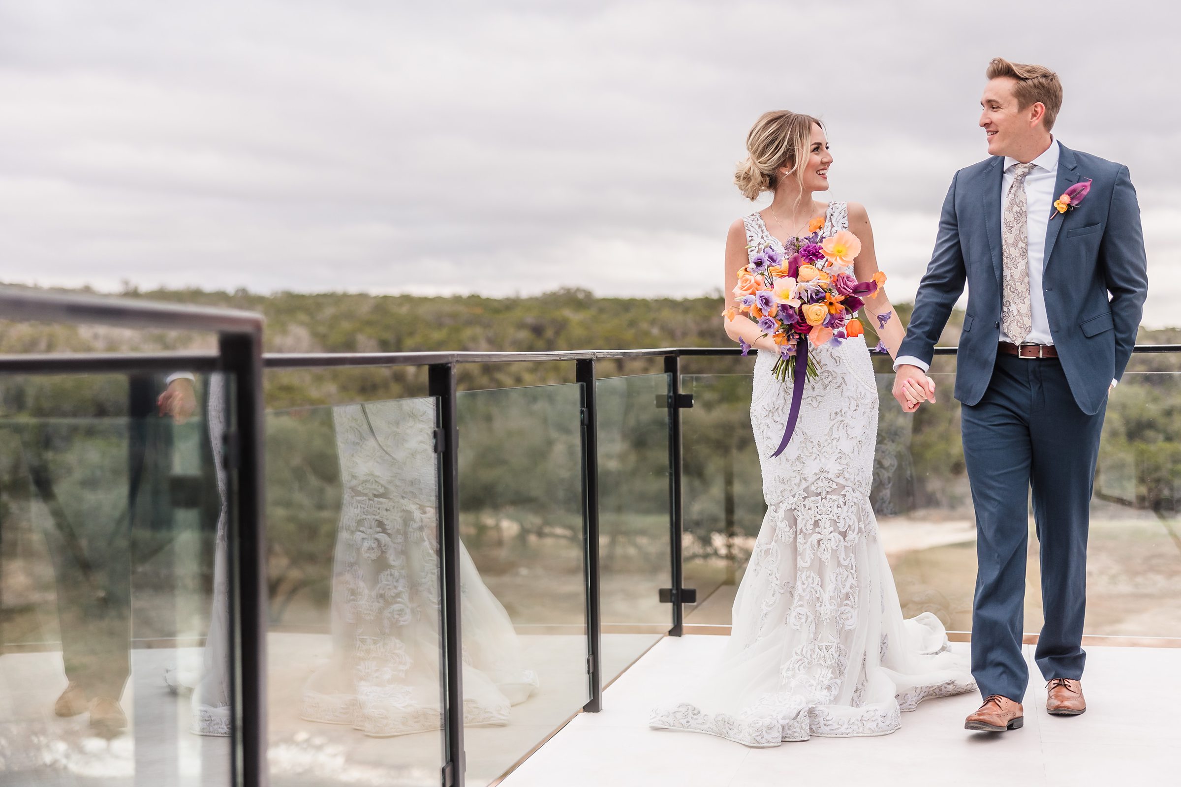 Bride and Groom celebrate their wedding at the Videre Estate venue in Wimberley, Texas.