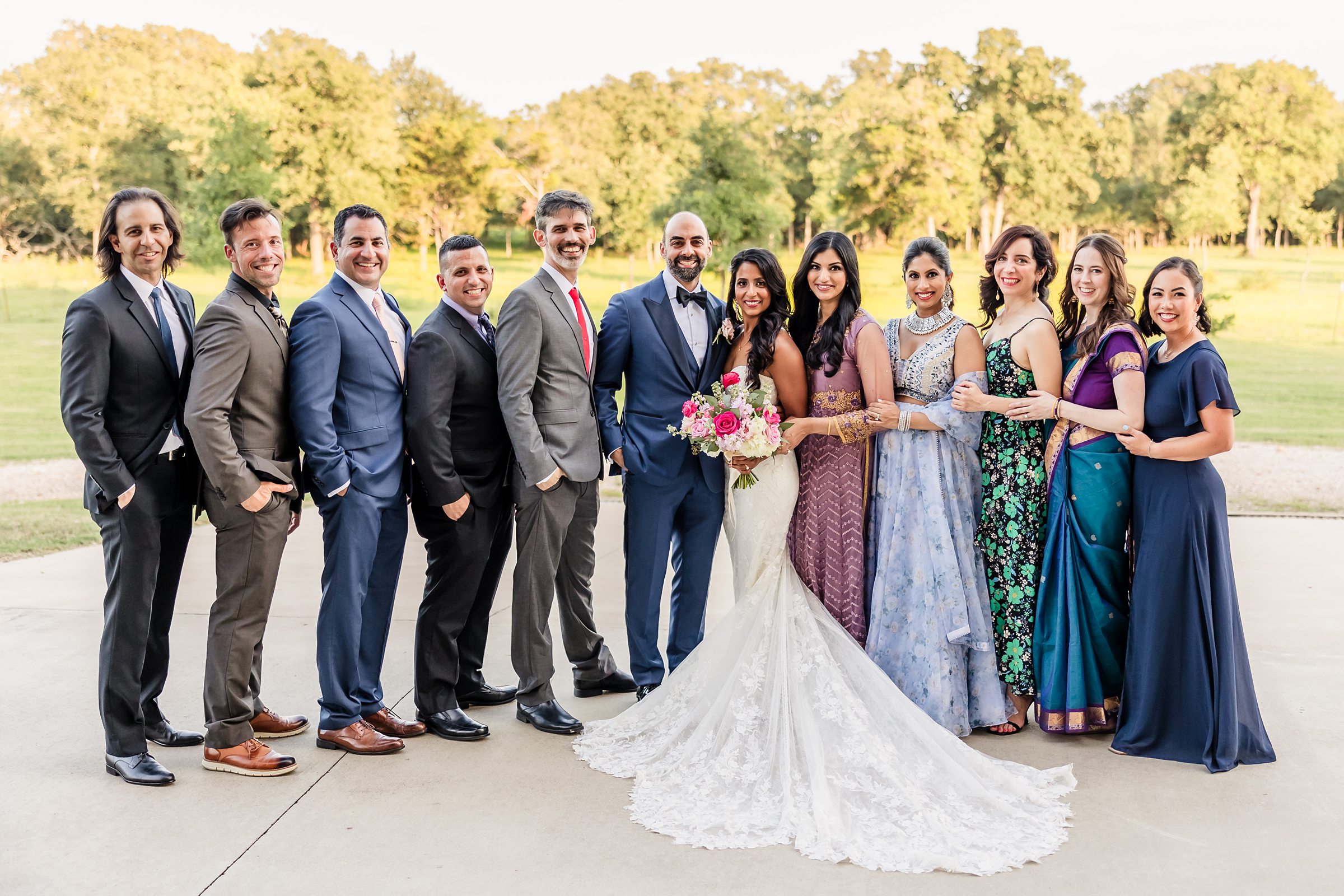 Bridal party during a wedding at Shiraz Garden in Bastrop, Texas.