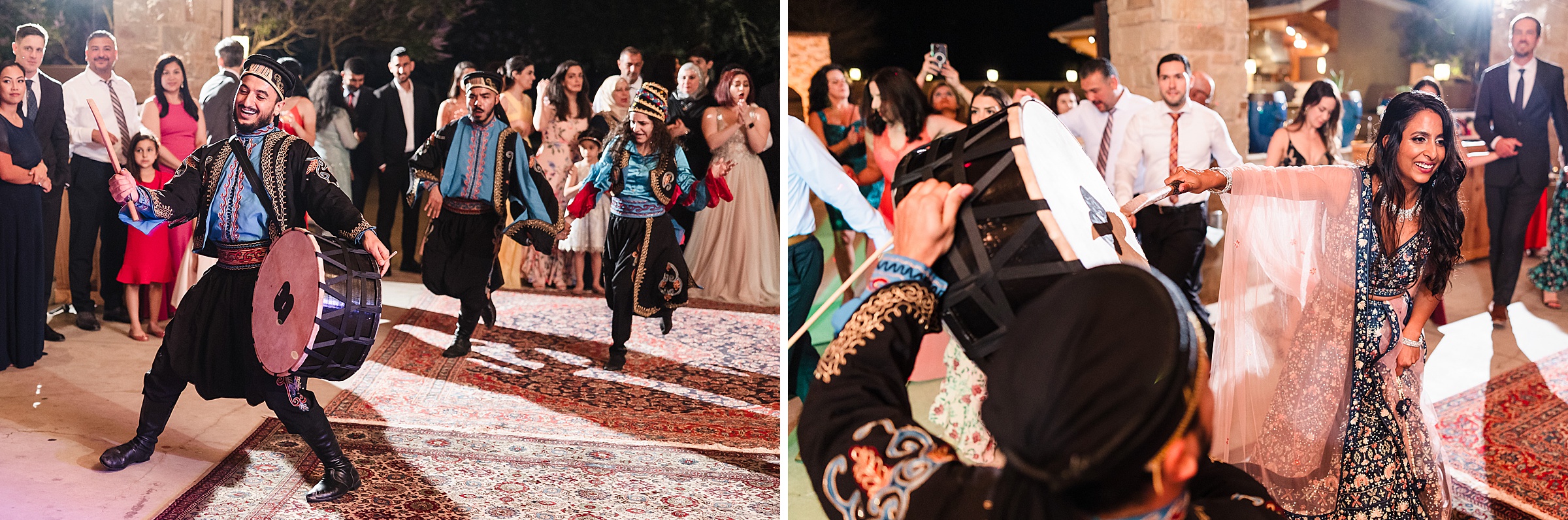 Bride and groom danceduring a wedding at Shiraz Garden in Bastrop, Texas.